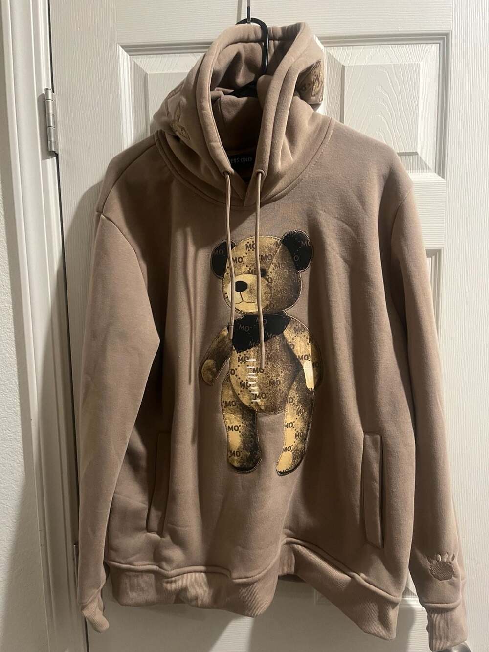 Members Only Teddy Bear Graphic Hoodie Taupe